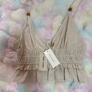 Boutique Dream! 🌿 NWT Sim & Sam Linen-Blend Boho Crop Top 🌿